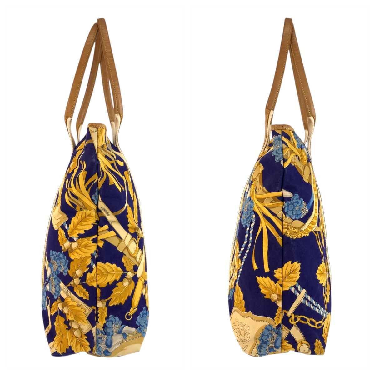 18450
LOEWE ロエベ ヴィンテージ ブルー マルチカラー キャンバス / レザー トートバッグ ショルダーバッグ レディース ABP50