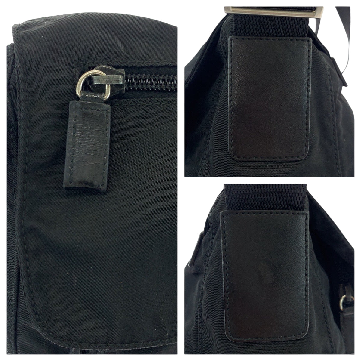 18452
PRADA プラダ テスート 三角ロゴプレート ブラック 黒 シルバー金具 ナイロン ショルダーバッグ ポシェット  レディース AB38