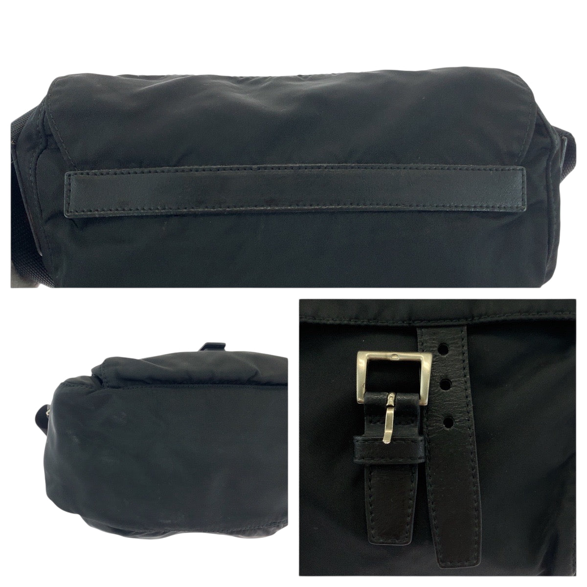 18452
PRADA プラダ テスート 三角ロゴプレート ブラック 黒 シルバー金具 ナイロン ショルダーバッグ ポシェット  レディース AB38