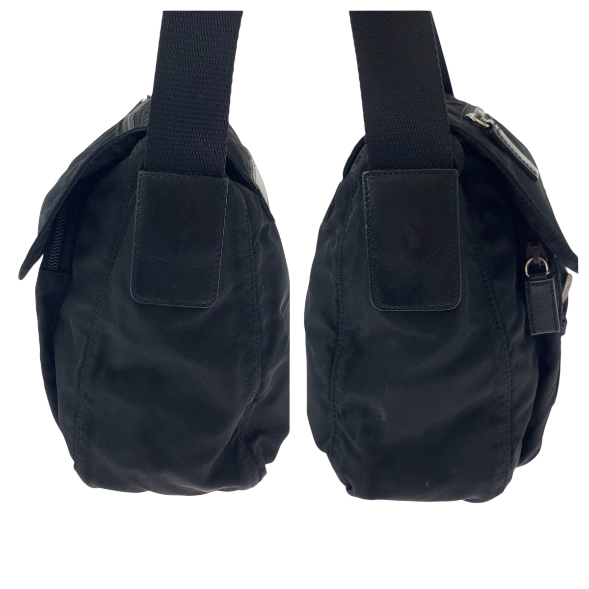 18452
PRADA プラダ テスート 三角ロゴプレート ブラック 黒 シルバー金具 ナイロン ショルダーバッグ ポシェット  レディース AB38