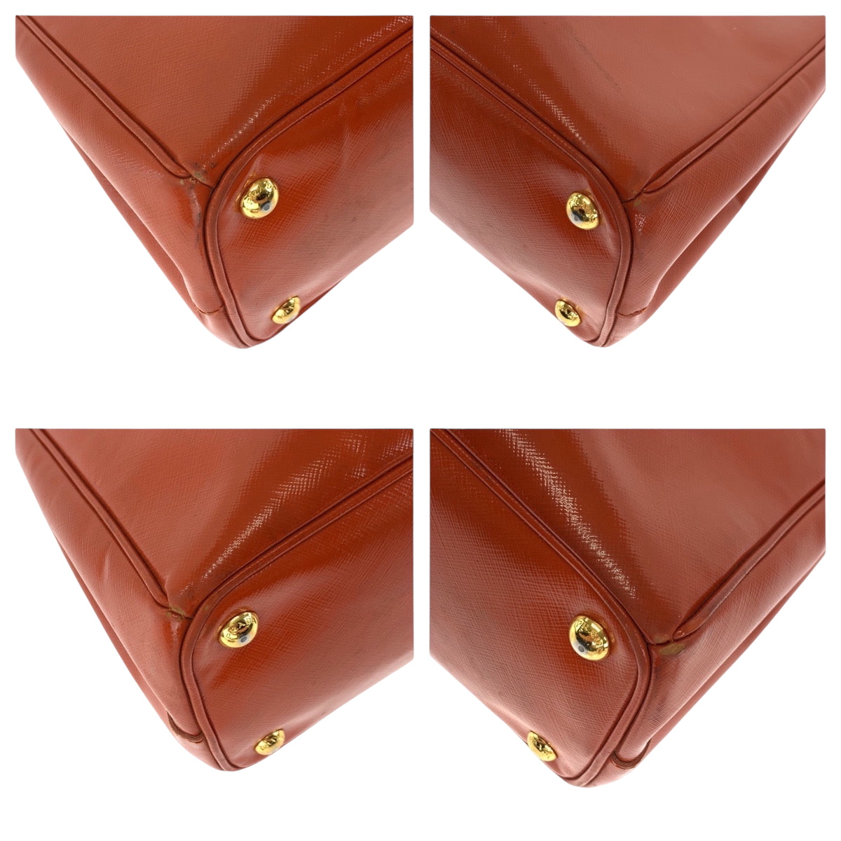 18453
PRADA プラダ サフィアーノ ガレリア オレンジ ゴールド金具 パテントレザー ショルダーバッグ ハンドバッグ 2way  レディース AB62