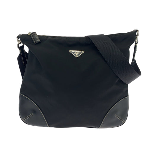 18454
PRADA プラダ テスート 三角ロゴプレート ブラック 黒 シルバー金具 ナイロン 7 ショルダーバッグ ポシェット  レディース AB40
