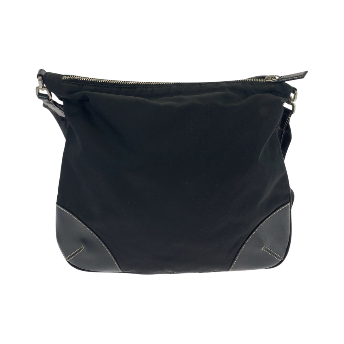 18454
PRADA Tessuto Triangle Logo Plate Black Silver Hardware Nylon 7 Shoulder Bag Pochette Ladies AB40