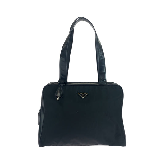 18455
PRADA プラダ テスート 三角ロゴプレート ブラック 黒 シルバー金具 ナイロン トートバッグ ショルダーバッグ レディース ABP40