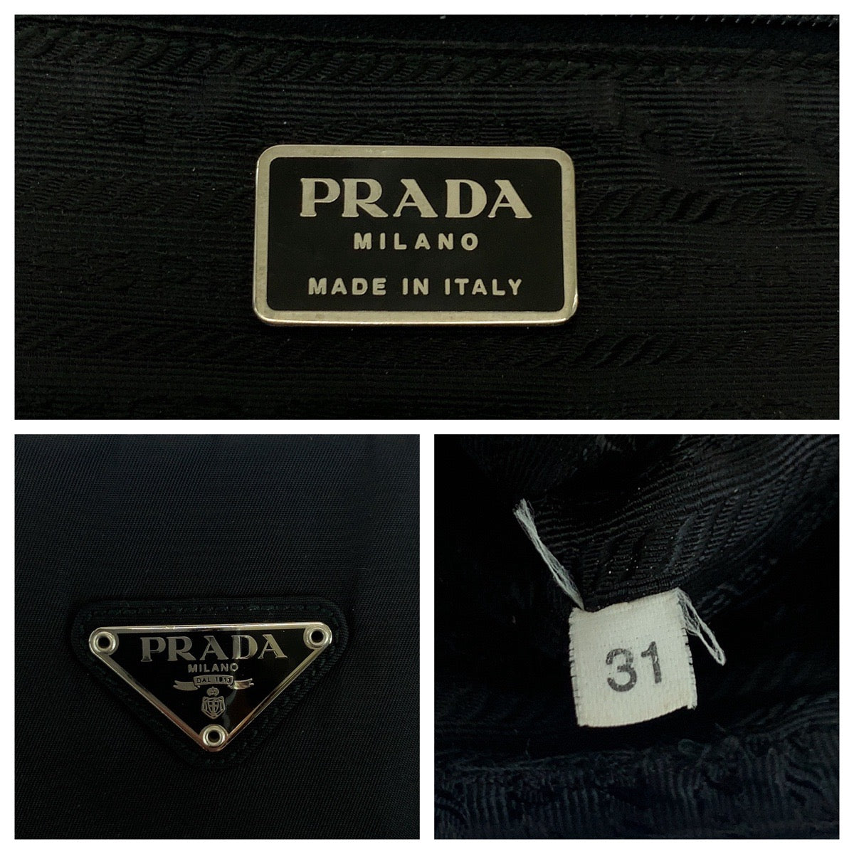 18455
PRADA プラダ テスート 三角ロゴプレート ブラック 黒 シルバー金具 ナイロン トートバッグ ショルダーバッグ  レディース ABP40