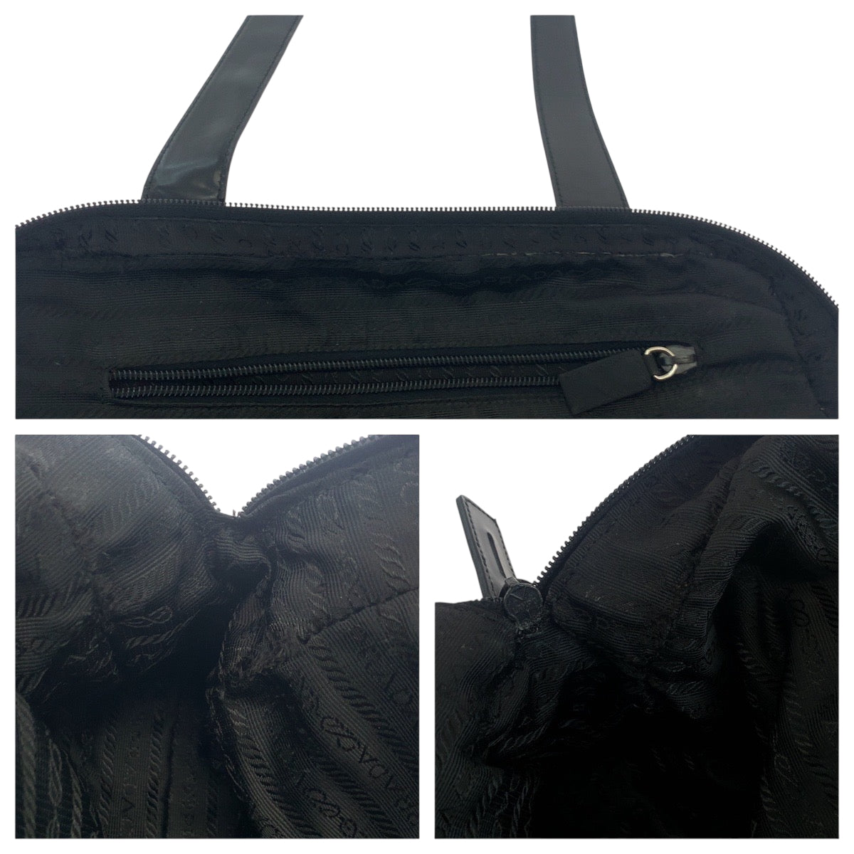 18455
PRADA プラダ テスート 三角ロゴプレート ブラック 黒 シルバー金具 ナイロン トートバッグ ショルダーバッグ レディース ABP40