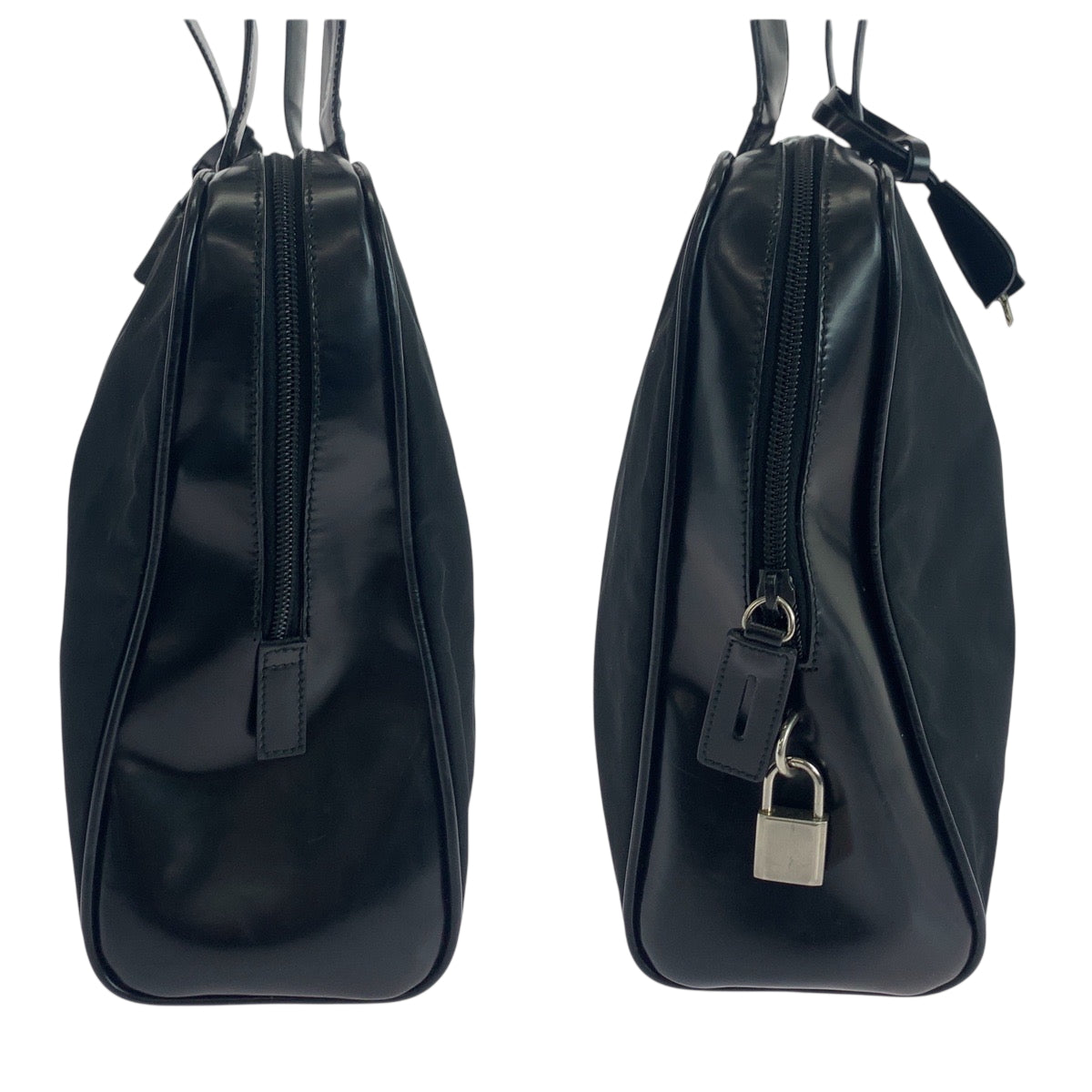 18455
PRADA プラダ テスート 三角ロゴプレート ブラック 黒 シルバー金具 ナイロン トートバッグ ショルダーバッグ  レディース ABP40