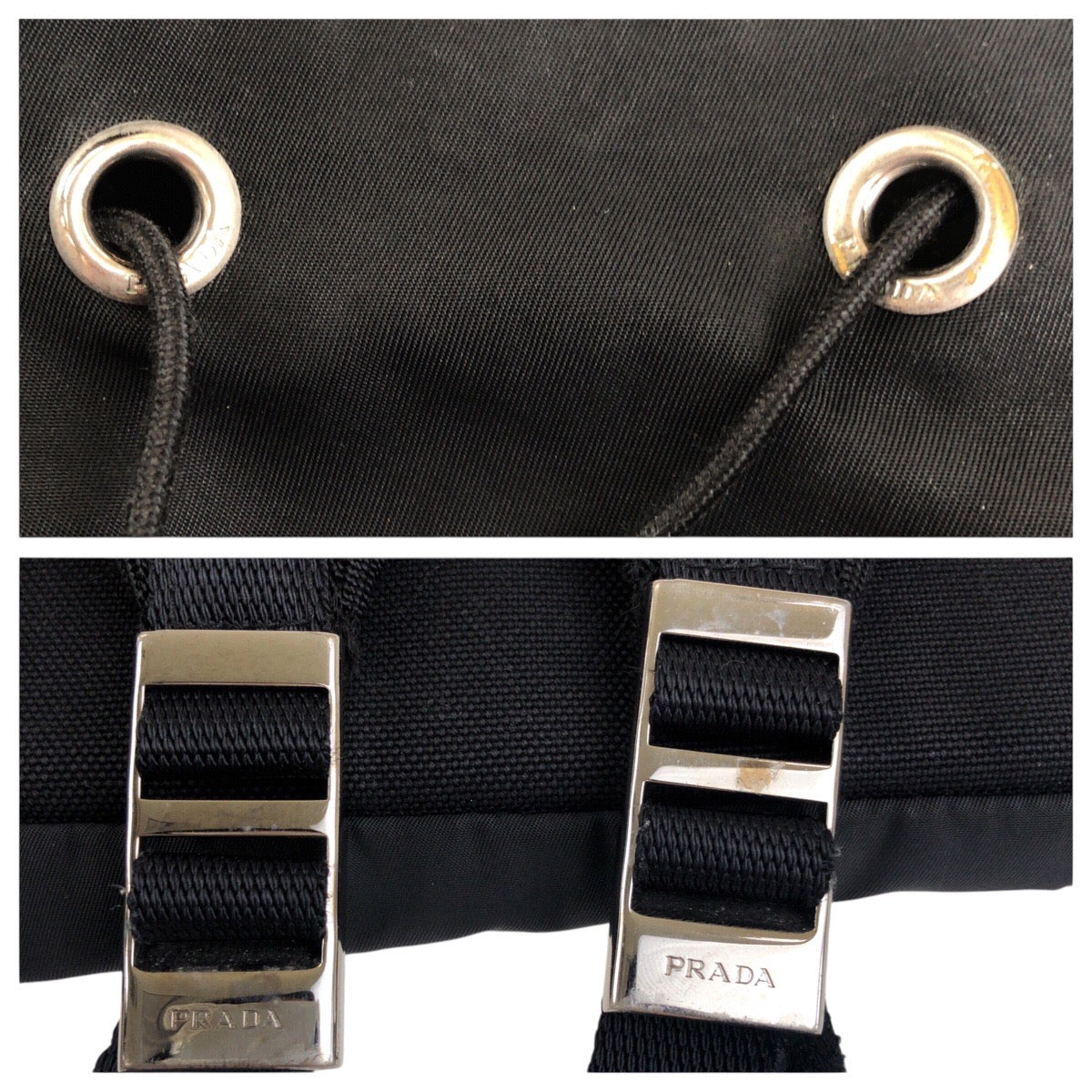 18456
PRADA プラダ テスート 三角ロゴプレート ブラック 黒 シルバー金具 ナイロン バックパック リュック 男女兼用  レディース AB42