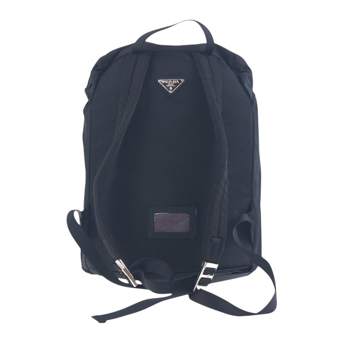 18456
PRADA プラダ テスート 三角ロゴプレート ブラック 黒 シルバー金具 ナイロン バックパック リュック 男女兼用  レディース AB42