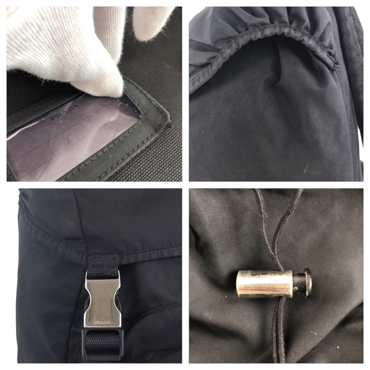 18456
PRADA プラダ テスート 三角ロゴプレート ブラック 黒 シルバー金具 ナイロン バックパック リュック 男女兼用  レディース AB42