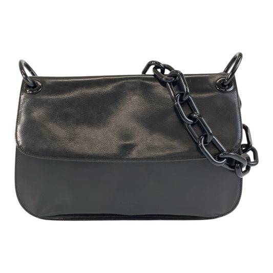 18457
PRADA プラダ ロゴ型押し ブラック 黒 レザー / プラスチック プラチェーンショルダーバッグ  レディース AB40