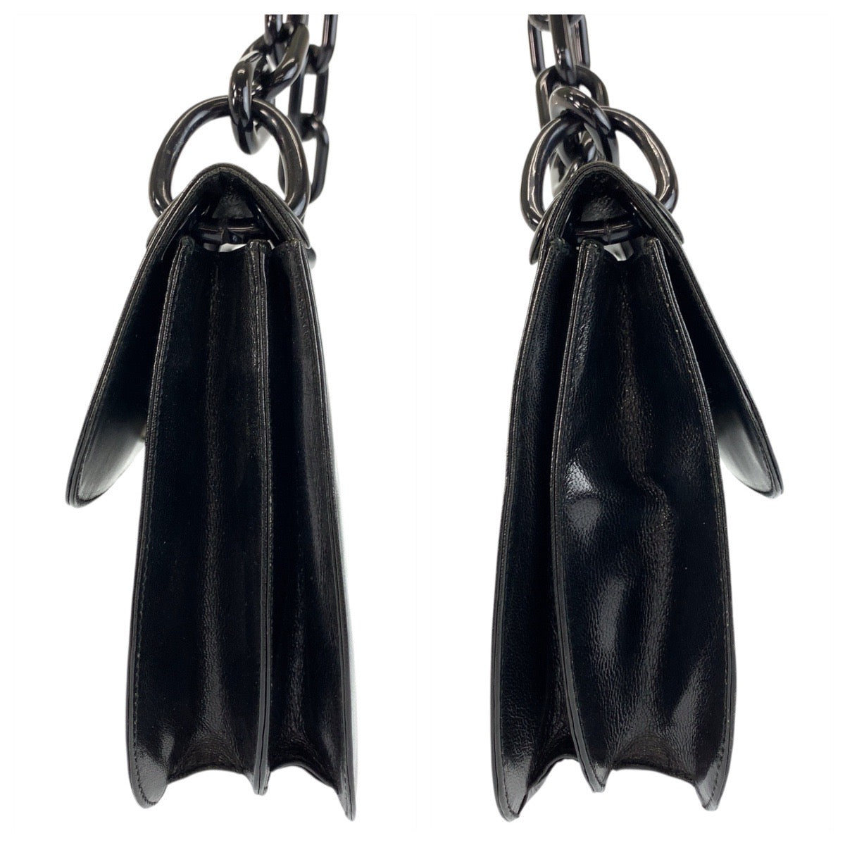 18457
PRADA プラダ ロゴ型押し ブラック 黒 レザー / プラスチック プラチェーンショルダーバッグ  レディース AB40