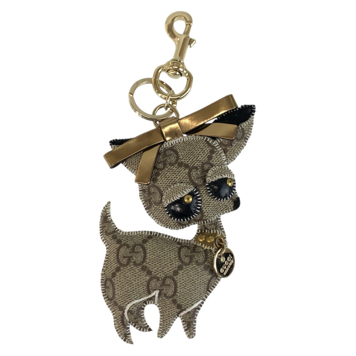 18458
GUCCI グッチ チワワ ベージュ ゴールド金具 GGスプリームキャンバス キーホルダー バッグチャーム  レディース ABP22