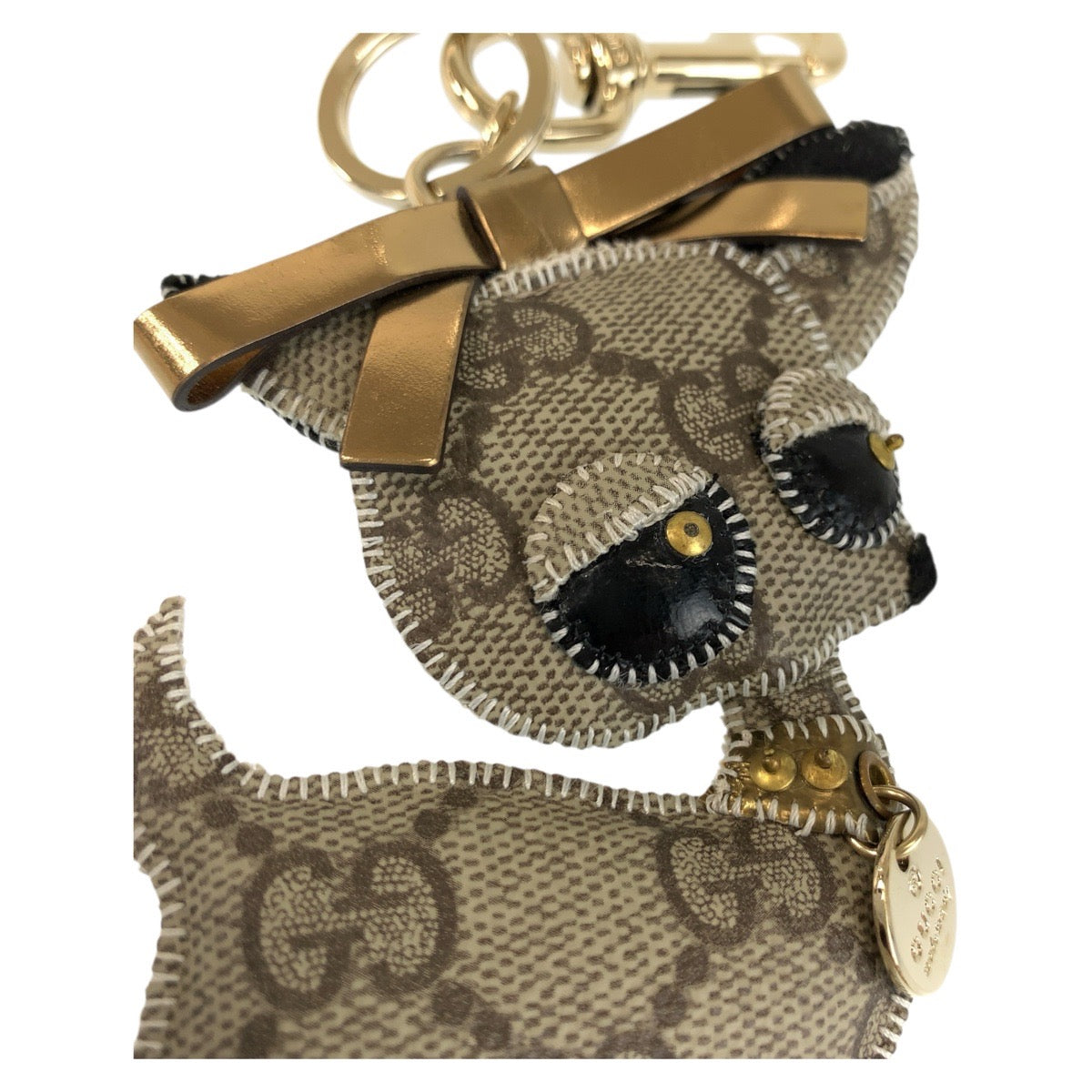 18458
GUCCI グッチ チワワ ベージュ ゴールド金具 GGスプリームキャンバス キーホルダー バッグチャーム  レディース ABP22