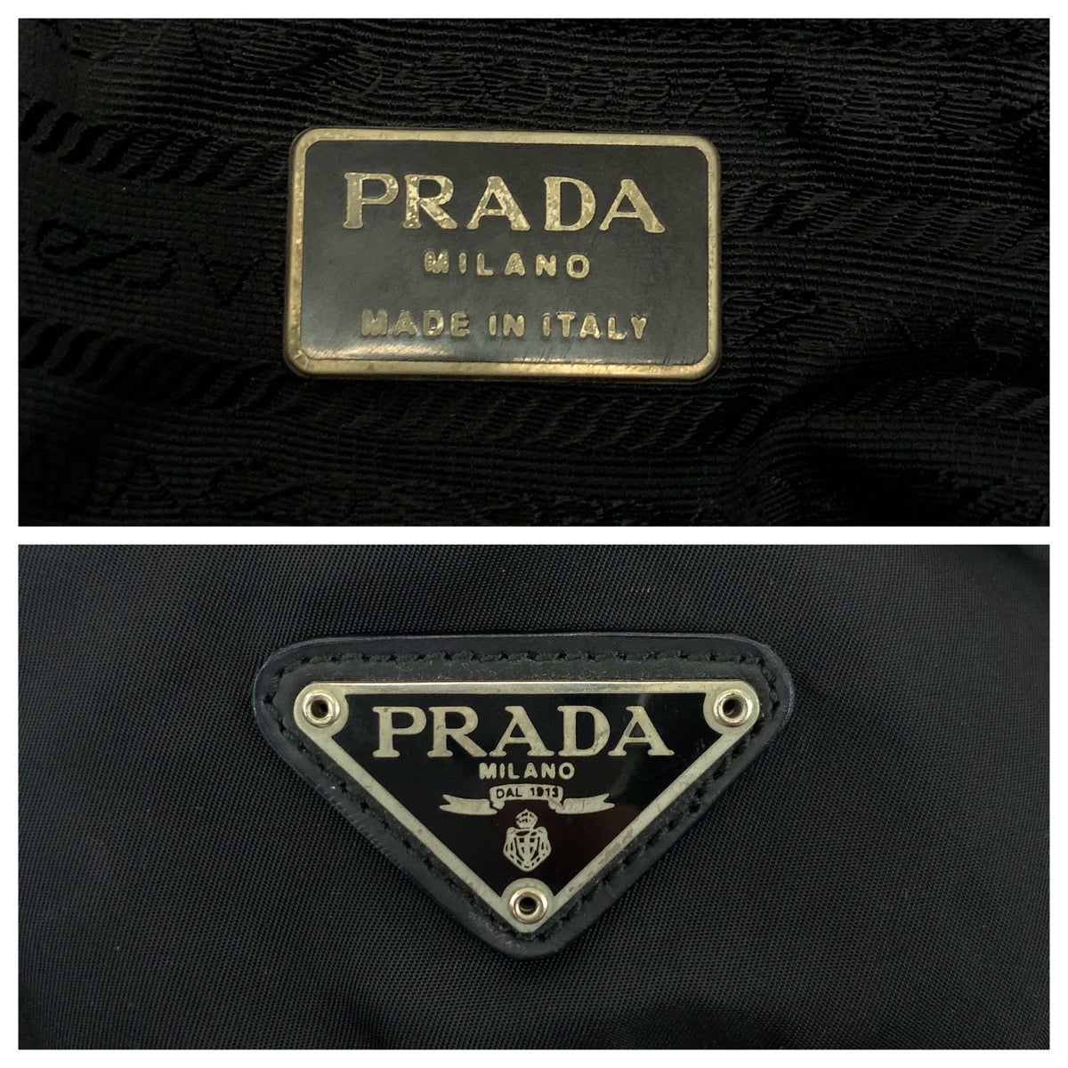 18459
PRADA プラダ テスート 三角ロゴプレート ブラック 黒 シルバー金具 ナイロン リュックサック バックパック  レディース ABP50
