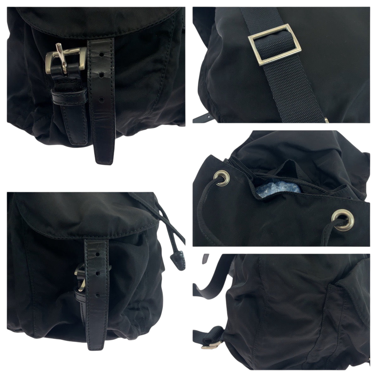 18459
PRADA プラダ テスート 三角ロゴプレート ブラック 黒 シルバー金具 ナイロン リュックサック バックパック  レディース ABP50