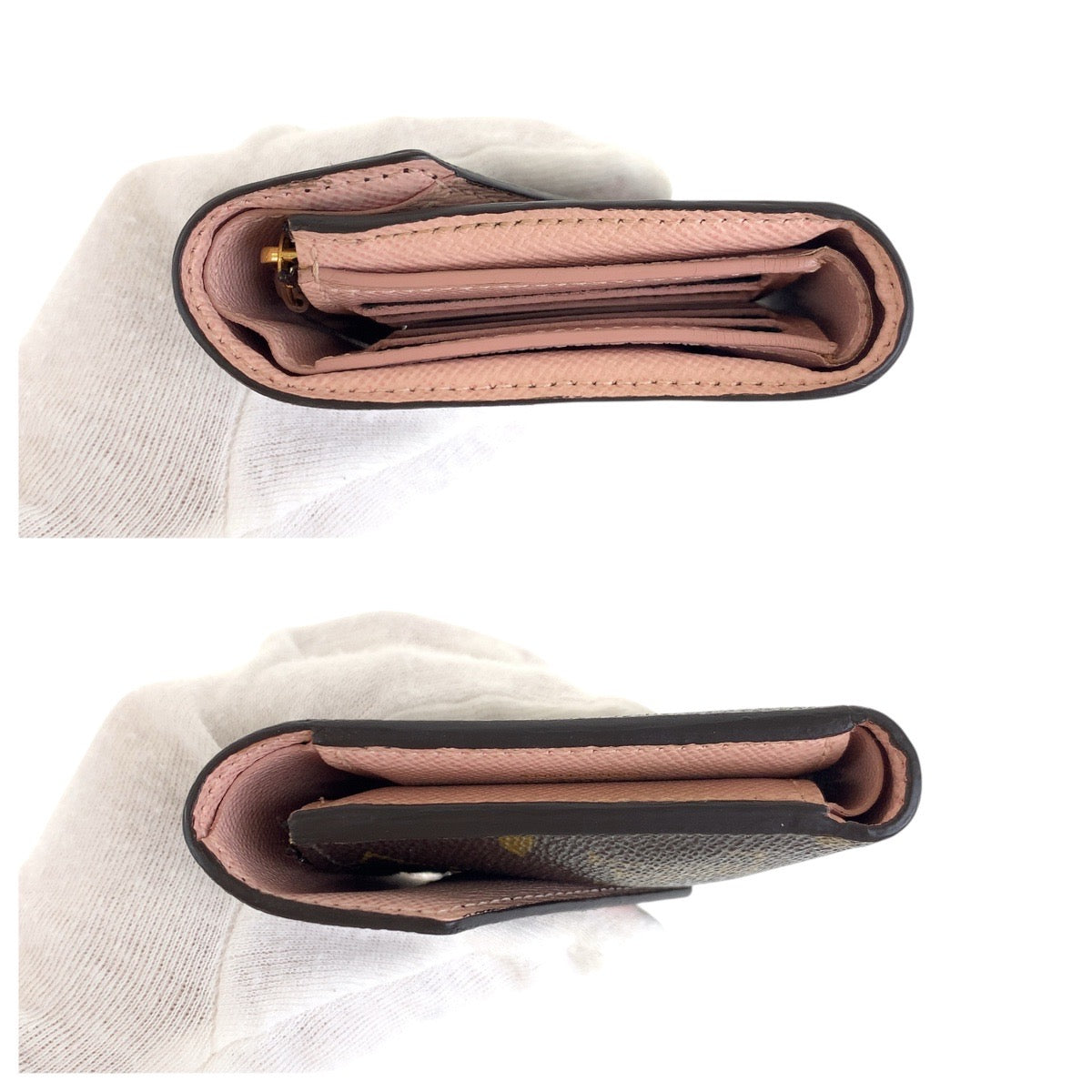 18460
LOUIS VUITTON ルイヴィトン モノグラム ポルトフォイユ ヴィクトリーヌ ブラウン ローズ バレリーヌ ピンク ゴールド金具 PVC / レザー M62360 折財布 コンパクトウォレット  レディース AB39