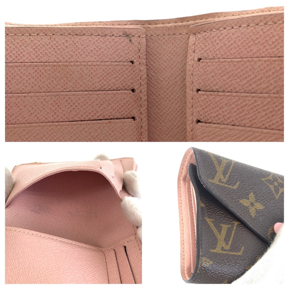 18460
LOUIS VUITTON ルイヴィトン モノグラム ポルトフォイユ ヴィクトリーヌ ブラウン ローズ バレリーヌ ピンク ゴールド金具 PVC / レザー M62360 折財布 コンパクトウォレット  レディース AB39