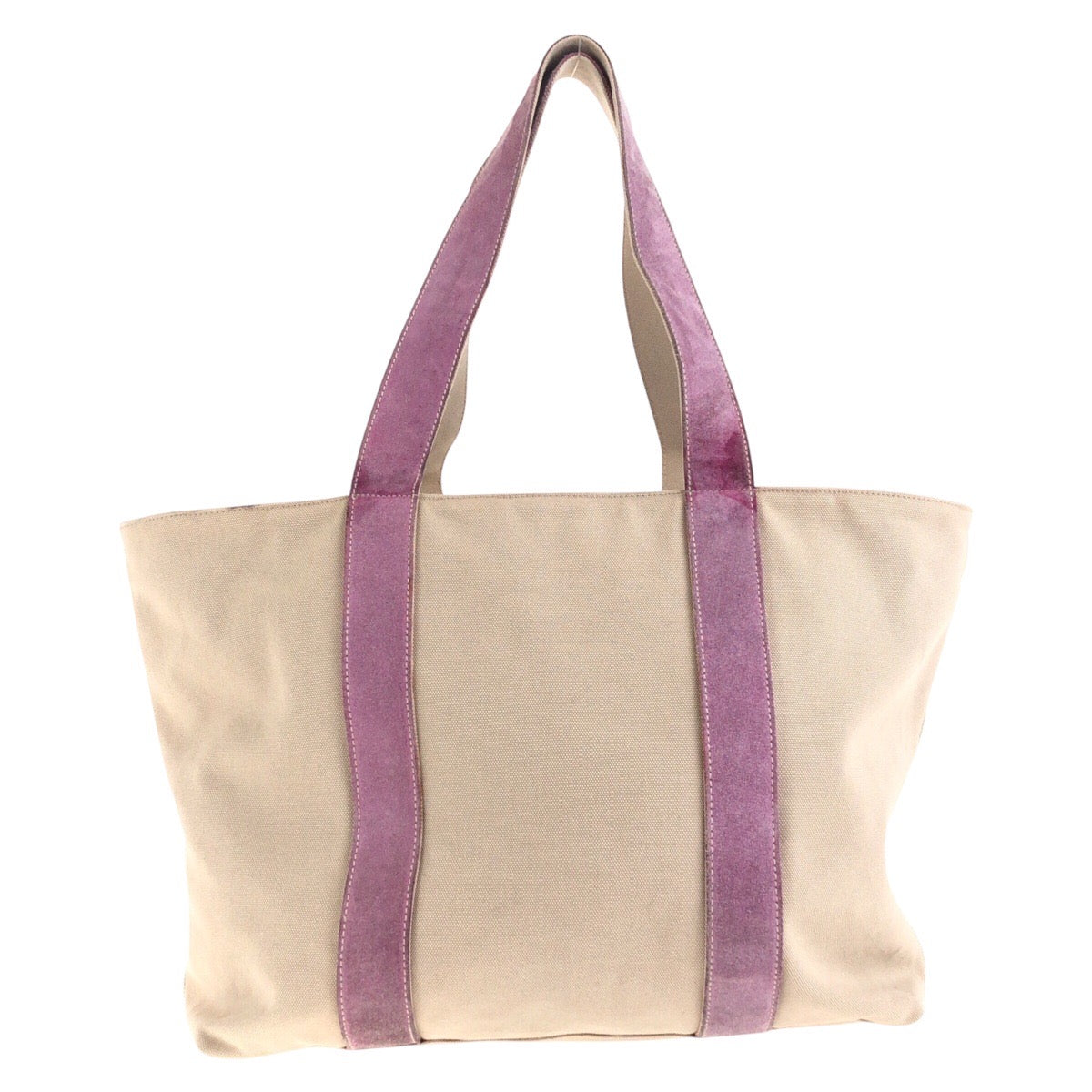 18462
PRADA プラダ 三角ロゴプレート ベージュ ピンク シルバー金具  キャンバス / スウェード トートバッグ ショルダーバッグ  レディース AB22