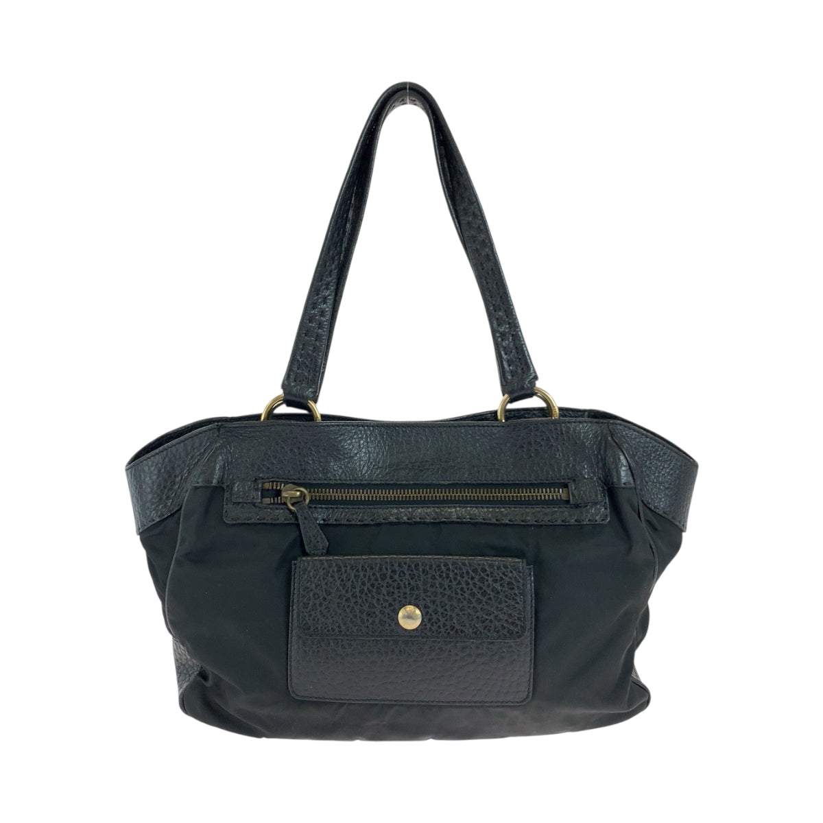 18463
PRADA プラダ ヴィッテロダイノ テスート 三角ロゴプレート ブラック 黒 ゴールド金具 レザー / ナイロン ハンドバッグ ショルダーバッグ  レディース ABP50