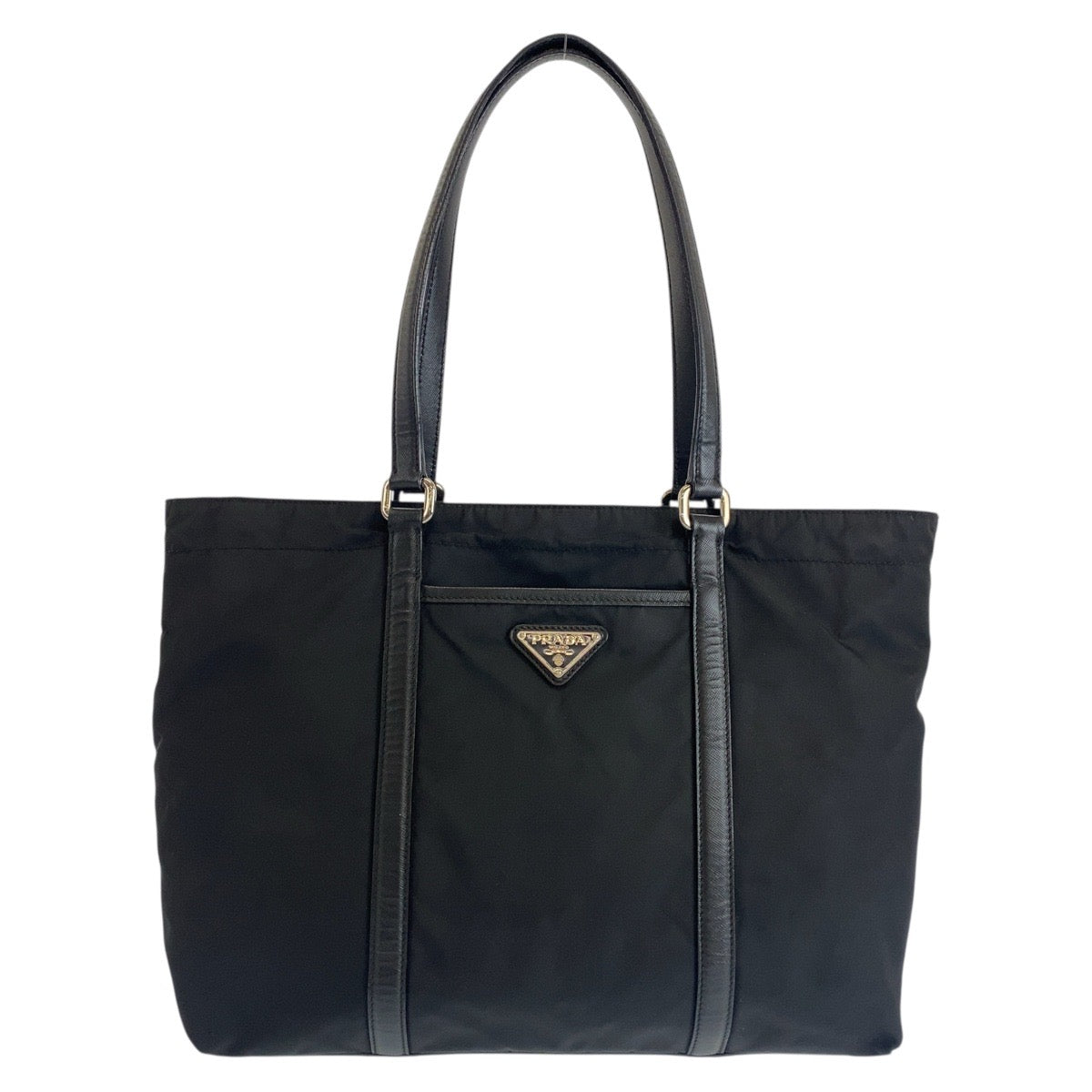 18464
PRADA プラダ テスート 三角ロゴプレート ブラック 黒 シルバー金具  ナイロン / レザー  トートバッグ ショルダーバッグ  レディース ABP35