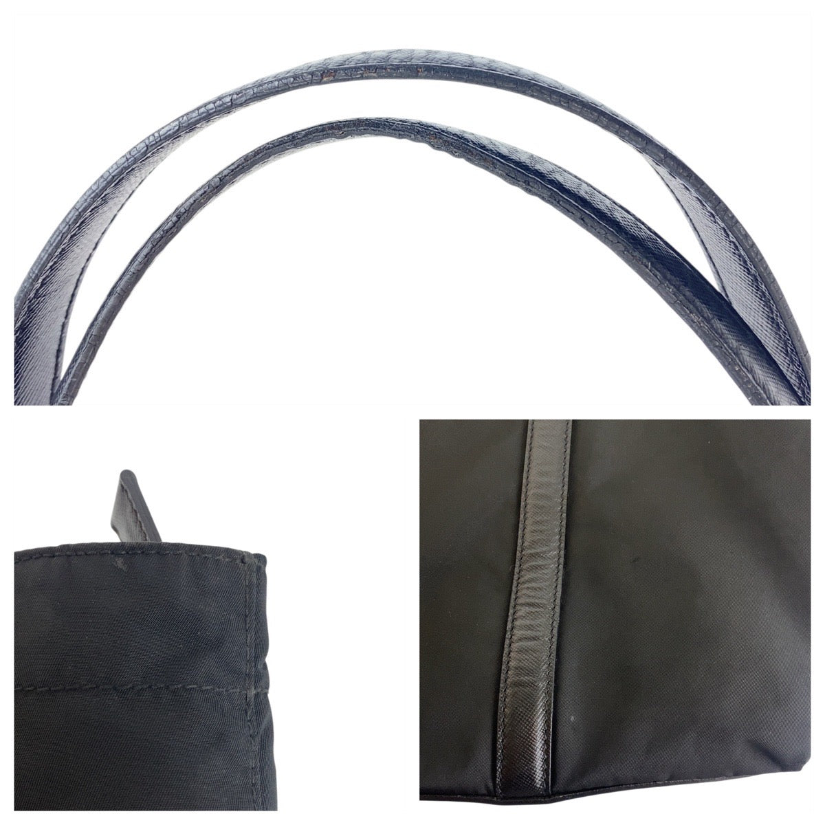 18464
PRADA プラダ テスート 三角ロゴプレート ブラック 黒 シルバー金具  ナイロン / レザー  トートバッグ ショルダーバッグ  レディース ABP35