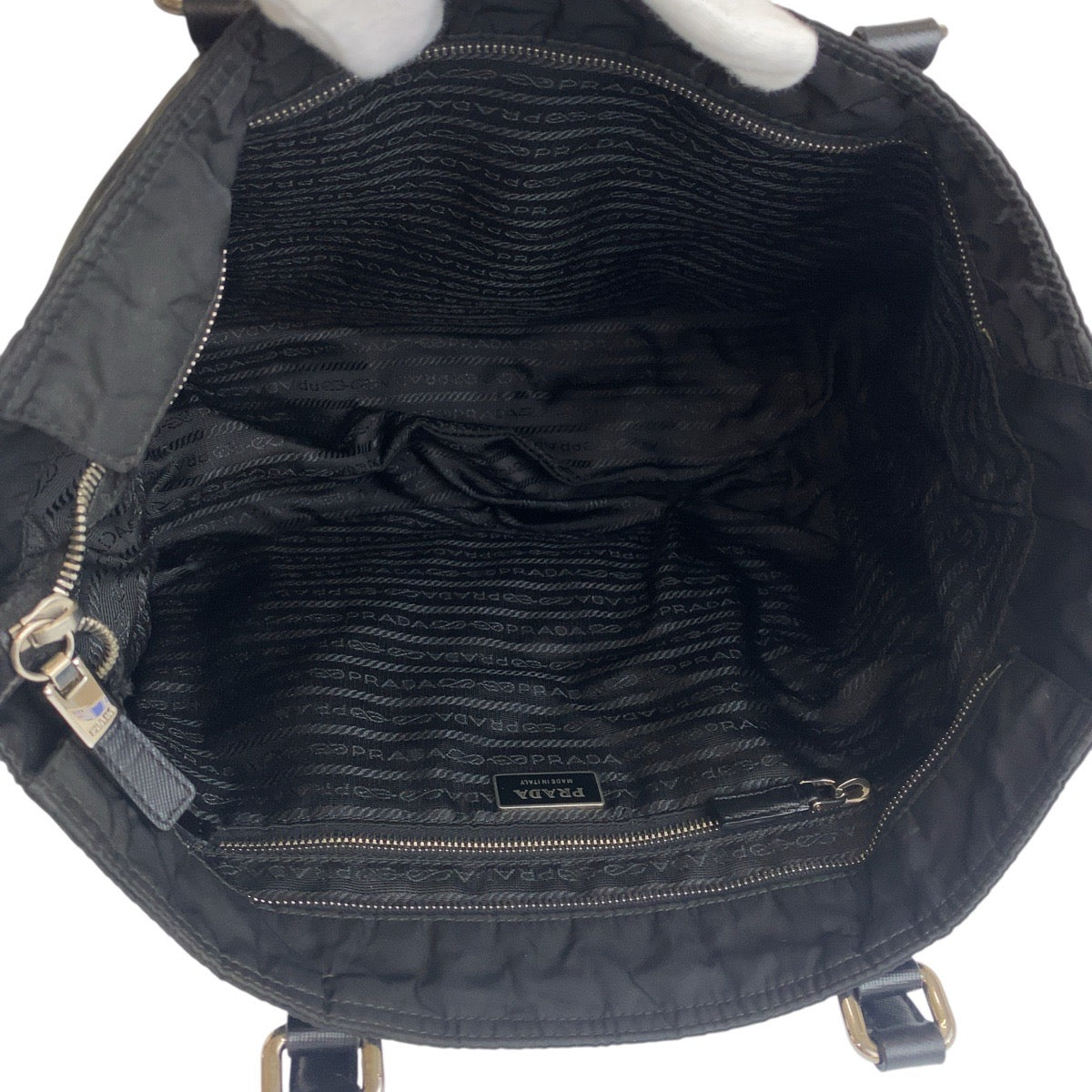 18464
PRADA プラダ テスート 三角ロゴプレート ブラック 黒 シルバー金具  ナイロン / レザー  トートバッグ ショルダーバッグ  レディース ABP35