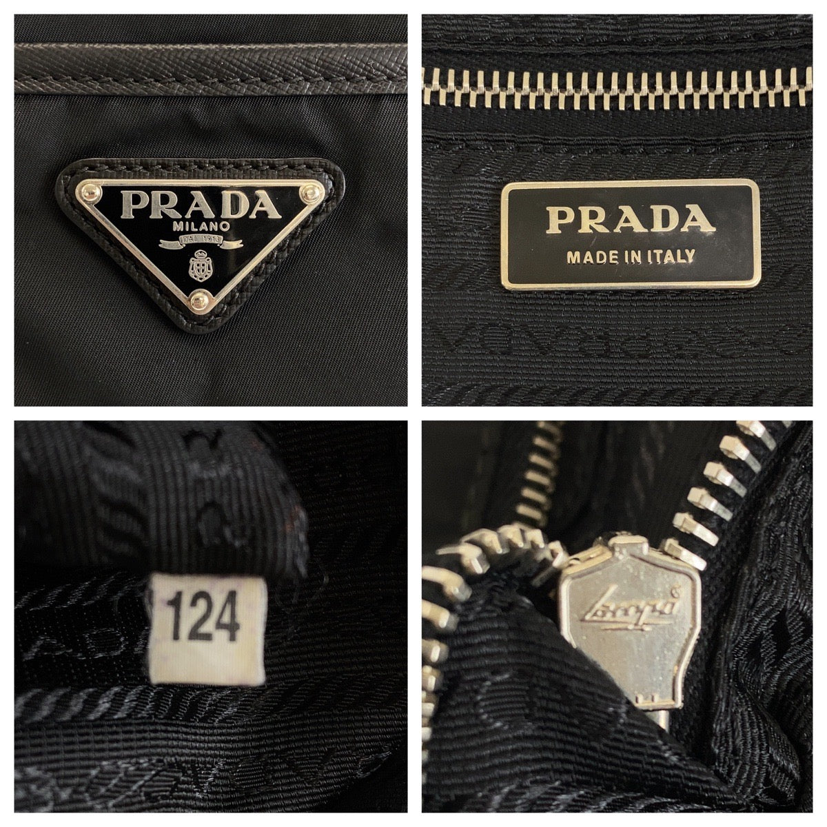 18464
PRADA プラダ テスート 三角ロゴプレート ブラック 黒 シルバー金具  ナイロン / レザー  トートバッグ ショルダーバッグ  レディース ABP35