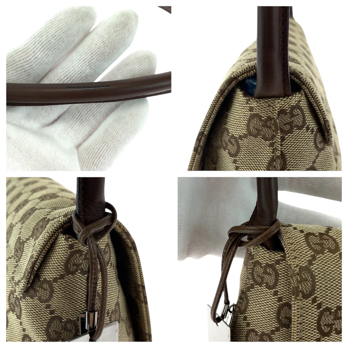 18465
GUCCI グッチ ベージュ ブラウン シルバー金具 GGキャンバス 90646 ショルダーバッグ 肩掛け  レディース ABP52