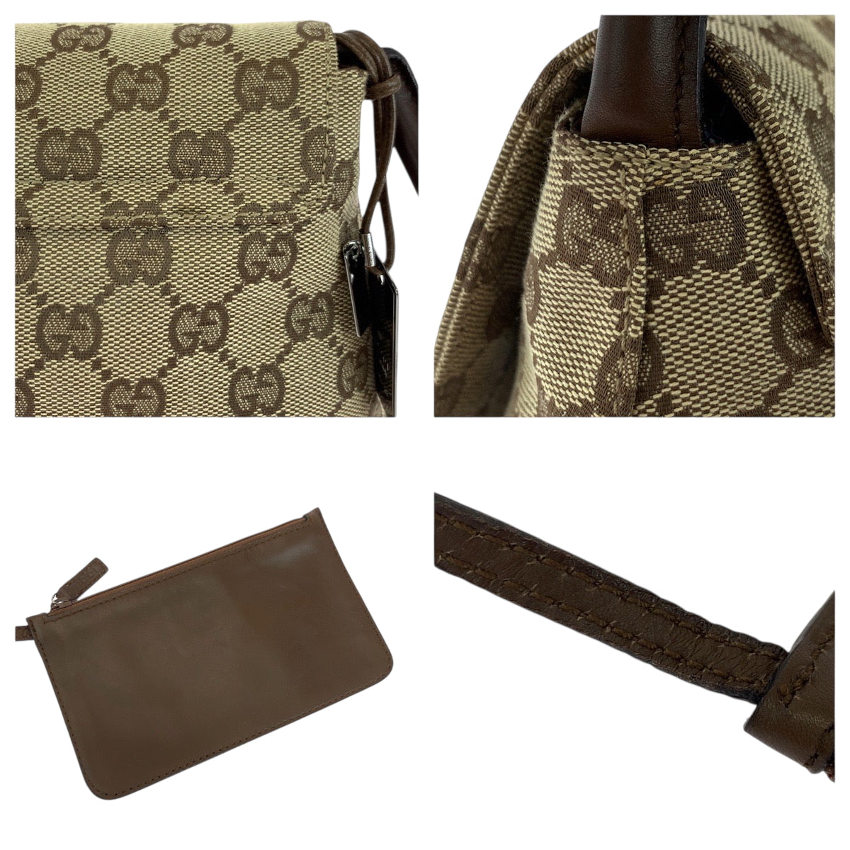 18465
GUCCI グッチ ベージュ ブラウン シルバー金具 GGキャンバス 90646 ショルダーバッグ 肩掛け  レディース ABP52