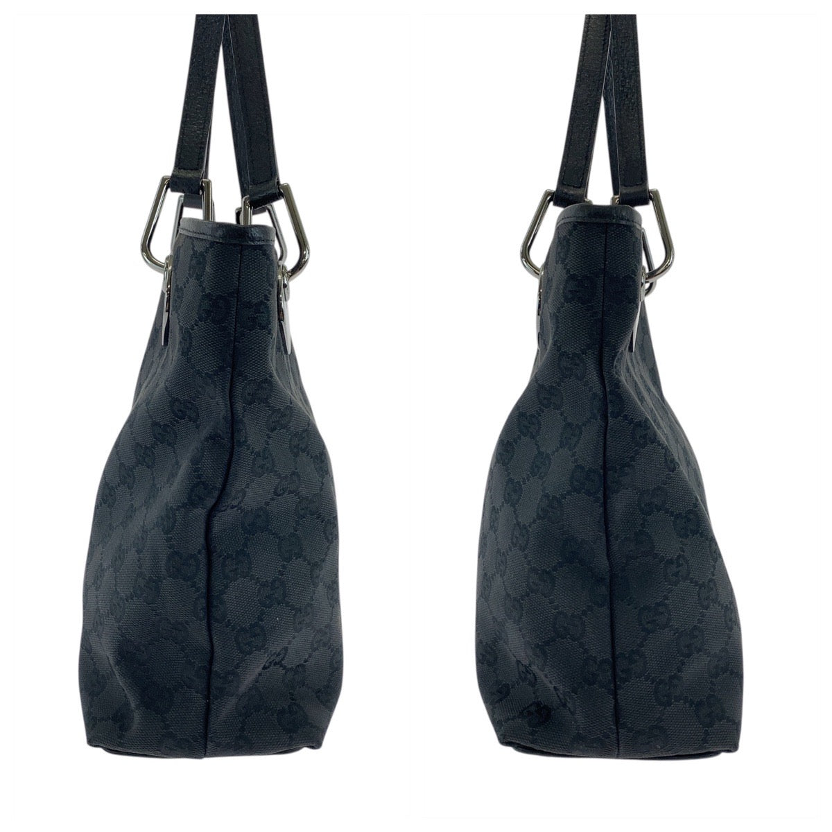 18467
GUCCI グッチ ブラック 黒 シルバー金具 GGキャンバス / レザー 120837 トートバッグ ショルダーバッグ  レディース ABP39