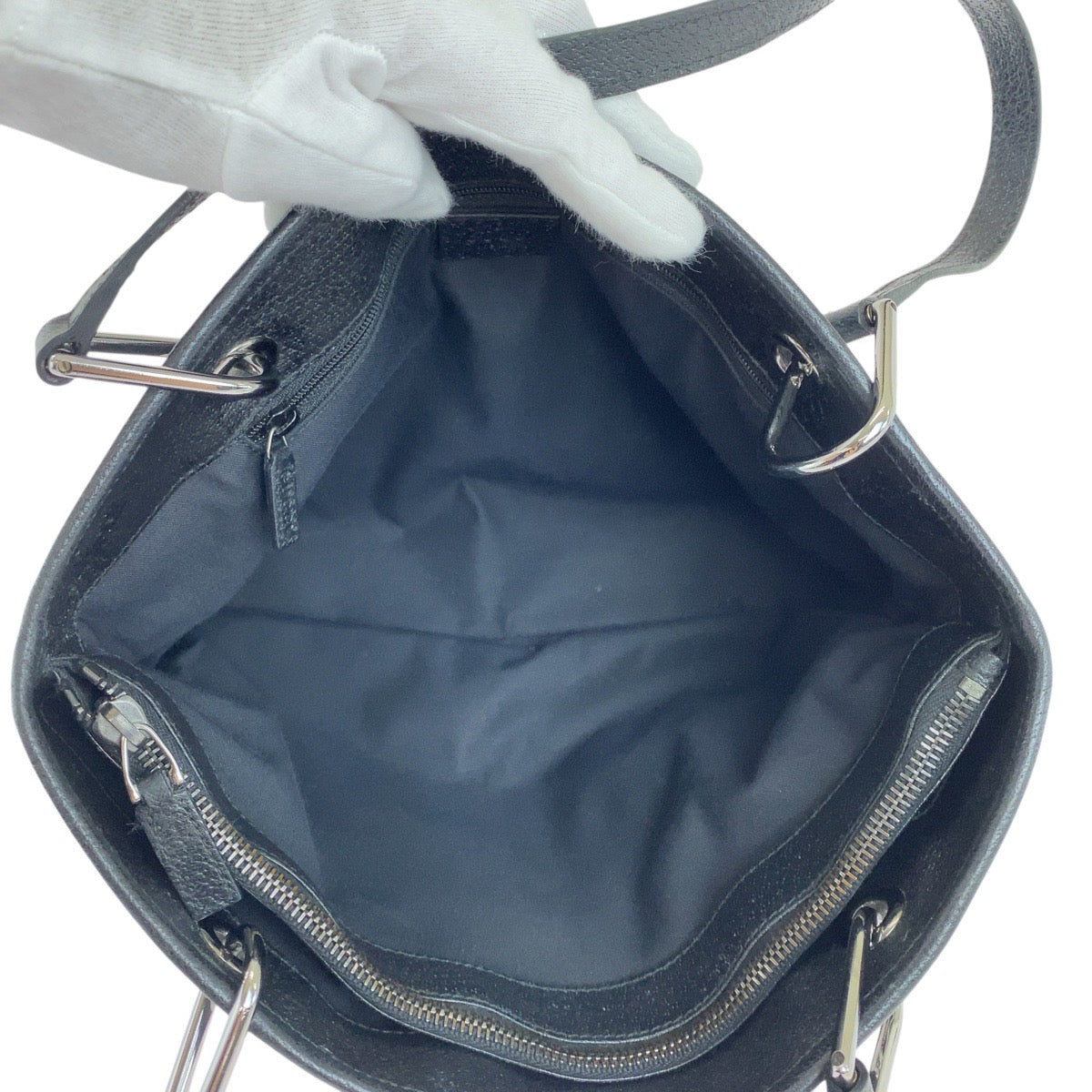 18467
GUCCI グッチ ブラック 黒 シルバー金具 GGキャンバス / レザー 120837 トートバッグ ショルダーバッグ  レディース ABP39