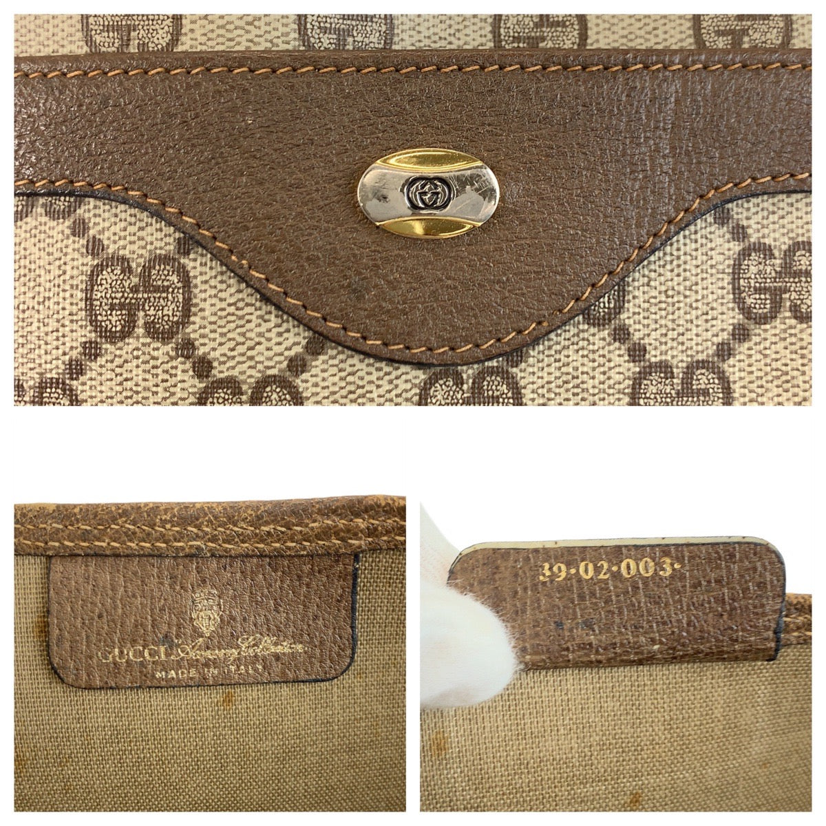 18468
GUCCI グッチ ヴィンテージ シェリーライン オールドグッチ ベージュ ブラウン GGスプリームキャンバス 39 02 003 トートバッグ ショルダーバッグ  レディース AB33