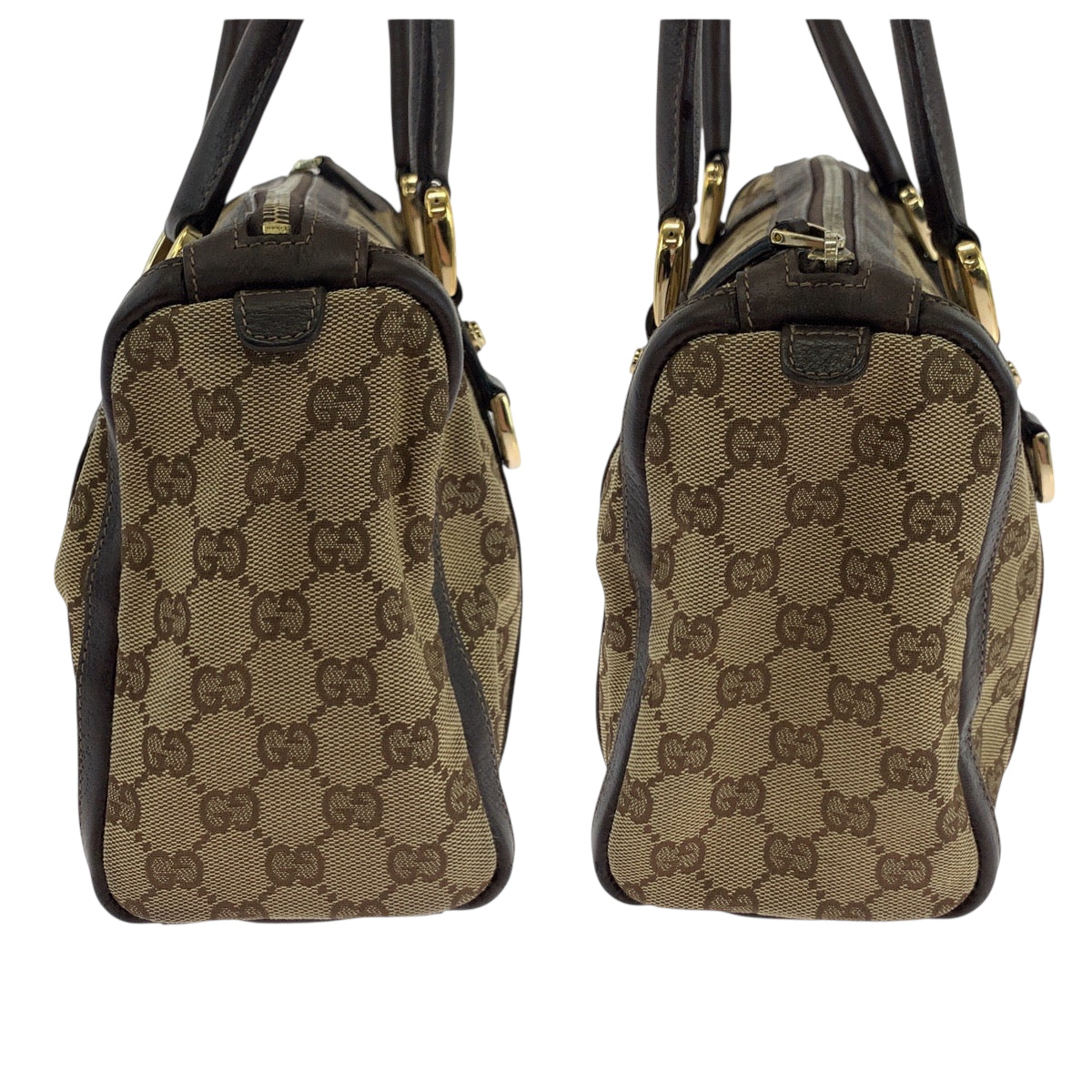 18469
GUCCI グッチ ベージュ ブラウン ゴールド金具 GGキャンバス 130942 ハンドバッグ ショルダーバッグ  レディース AB39