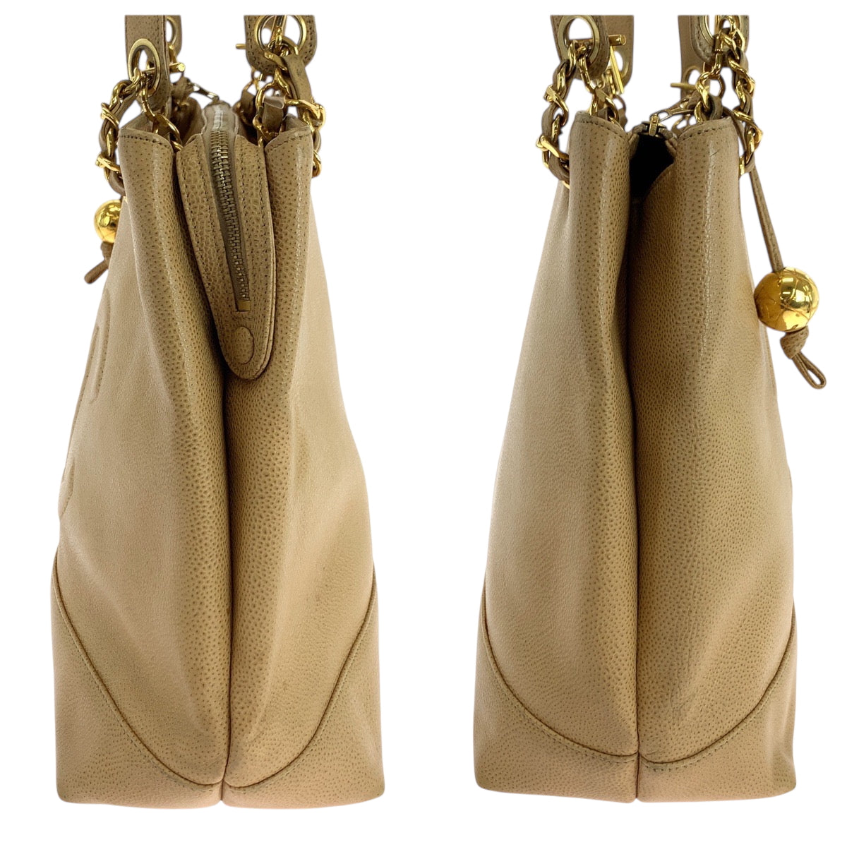 18474
CHANEL シャネル ヴィンテージ ココマーク キャメル ゴールド金具 キャビアスキン チェーンショルダーバッグ 肩掛け レディース AB160