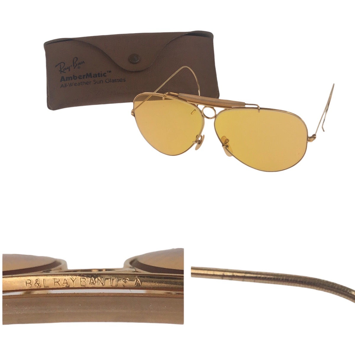 18477
Ray-Ban レイバン ヴィンテージ B&L RAY-BAN U.S.A イエロー ゴールド金具 ガラス / メタル サングラス ティアドロップ  メンズ AB12