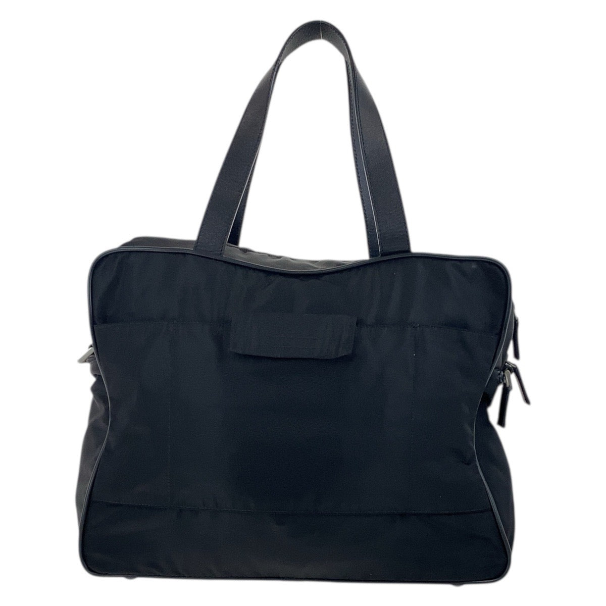 18481
PRADA プラダ テスート サフィアーノ 三角ロゴプレート ブラック 黒 シルバー金具 ナイロン / レザー ビジネスバッグ ブリーフケース メンズ ABP50