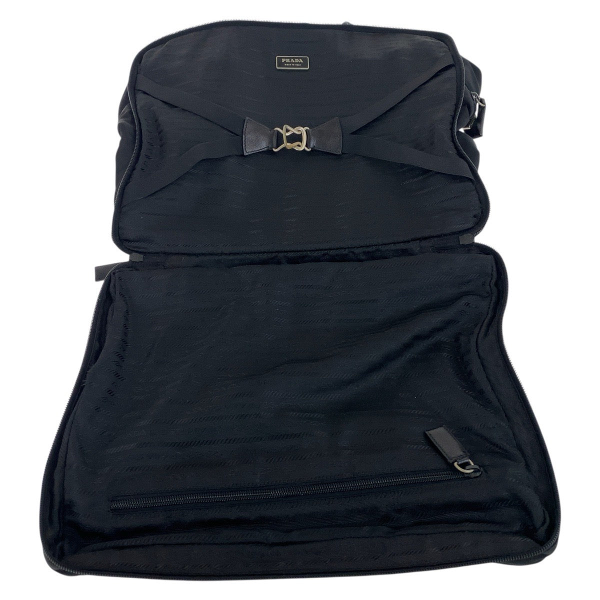 18481
PRADA プラダ テスート サフィアーノ 三角ロゴプレート ブラック 黒 シルバー金具 ナイロン / レザー ビジネスバッグ ブリーフケース  メンズ ABP50