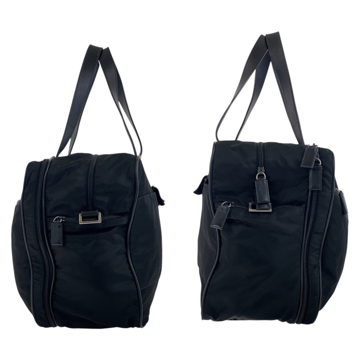 18481
PRADA プラダ テスート サフィアーノ 三角ロゴプレート ブラック 黒 シルバー金具 ナイロン / レザー ビジネスバッグ ブリーフケース メンズ ABP50