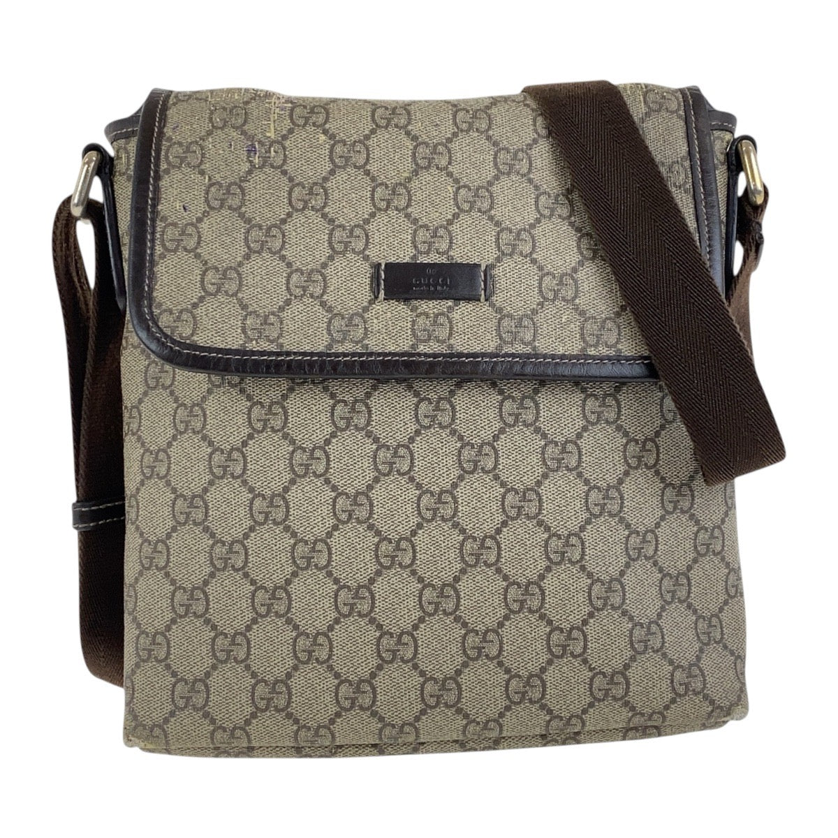 18482
GUCCI グッチ ベージュ ブラウン ゴールド金具 GGスプリームキャンバス 223666 斜め掛け ショルダーバッグ 男女兼用  レディース AB18