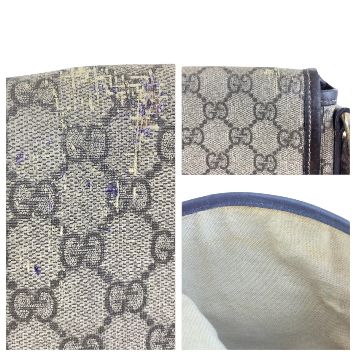 18482
GUCCI グッチ ベージュ ブラウン ゴールド金具 GGスプリームキャンバス 223666 斜め掛け ショルダーバッグ 男女兼用  レディース AB18