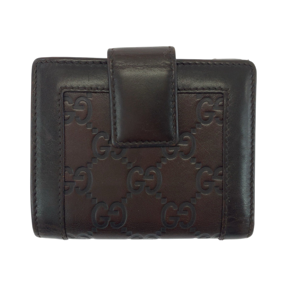 18484
GUCCI グッチ グッチシマ ダークブラウン ゴールド金具 レザー 146198 折財布 コンパクトウォレット  レディース