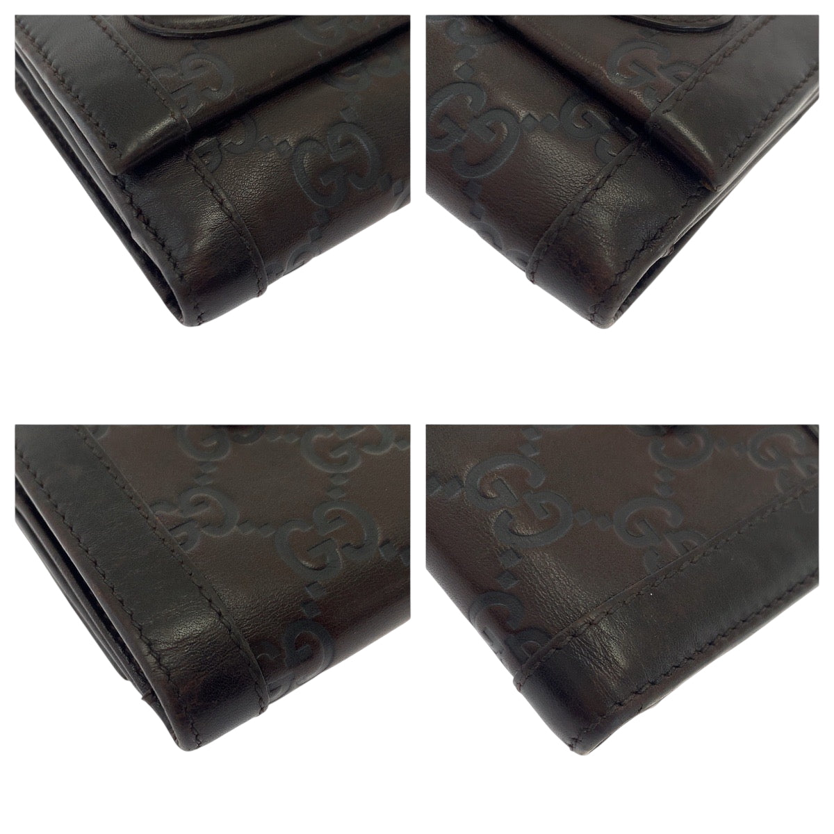 18484
GUCCI グッチ グッチシマ ダークブラウン ゴールド金具 レザー 146198 折財布 コンパクトウォレット  レディース