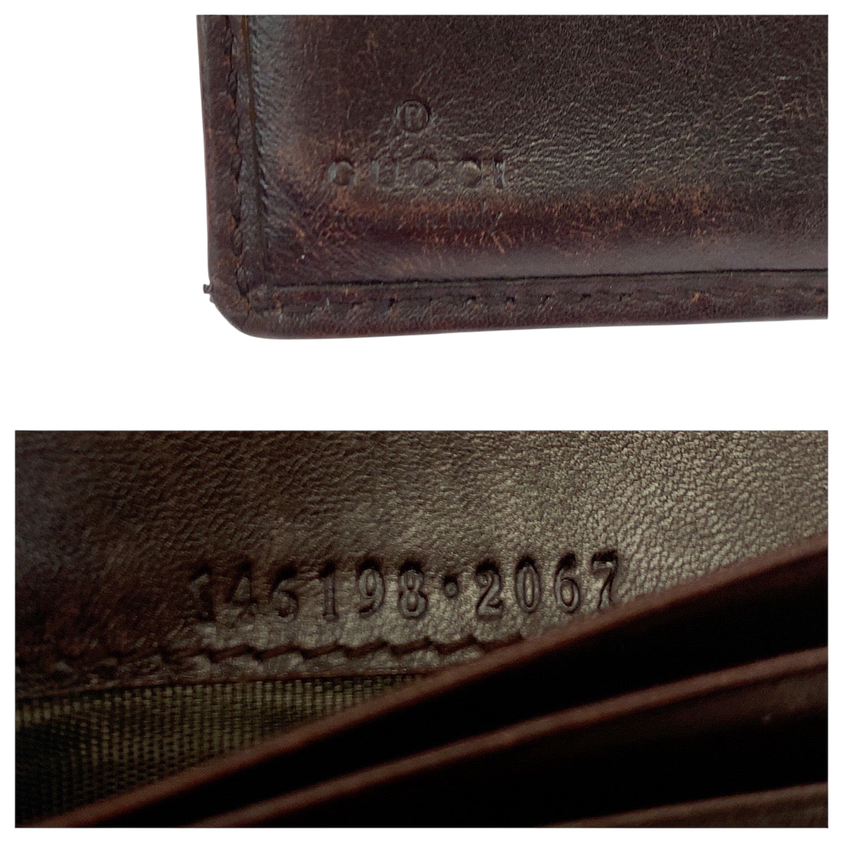 18484
GUCCI グッチ グッチシマ ダークブラウン ゴールド金具 レザー 146198 折財布 コンパクトウォレット  レディース