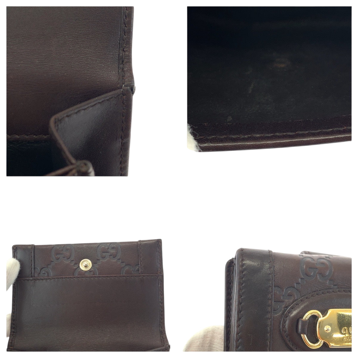 18484
GUCCI グッチ グッチシマ ダークブラウン ゴールド金具 レザー 146198 折財布 コンパクトウォレット  レディース