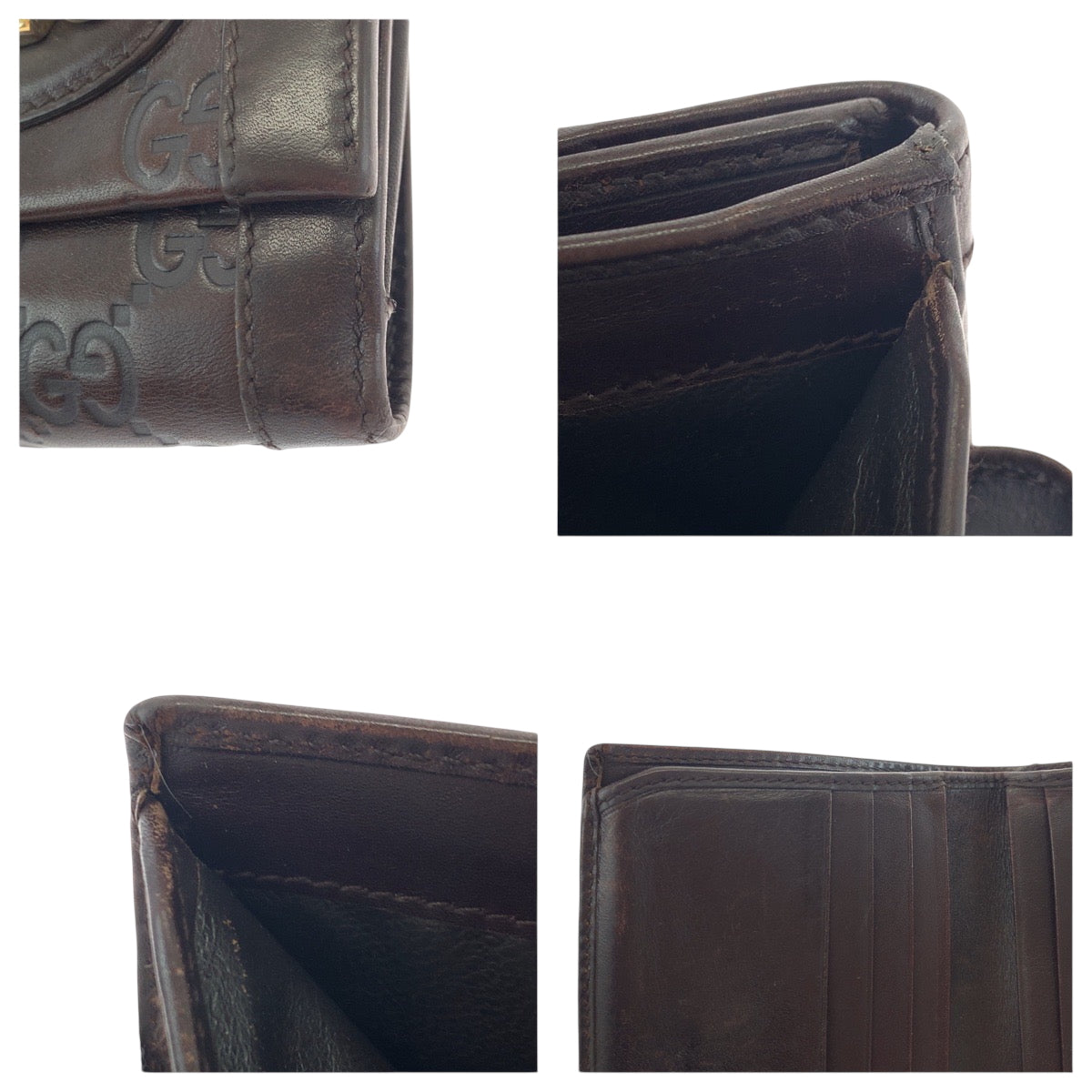 18484
GUCCI グッチ グッチシマ ダークブラウン ゴールド金具 レザー 146198 折財布 コンパクトウォレット  レディース