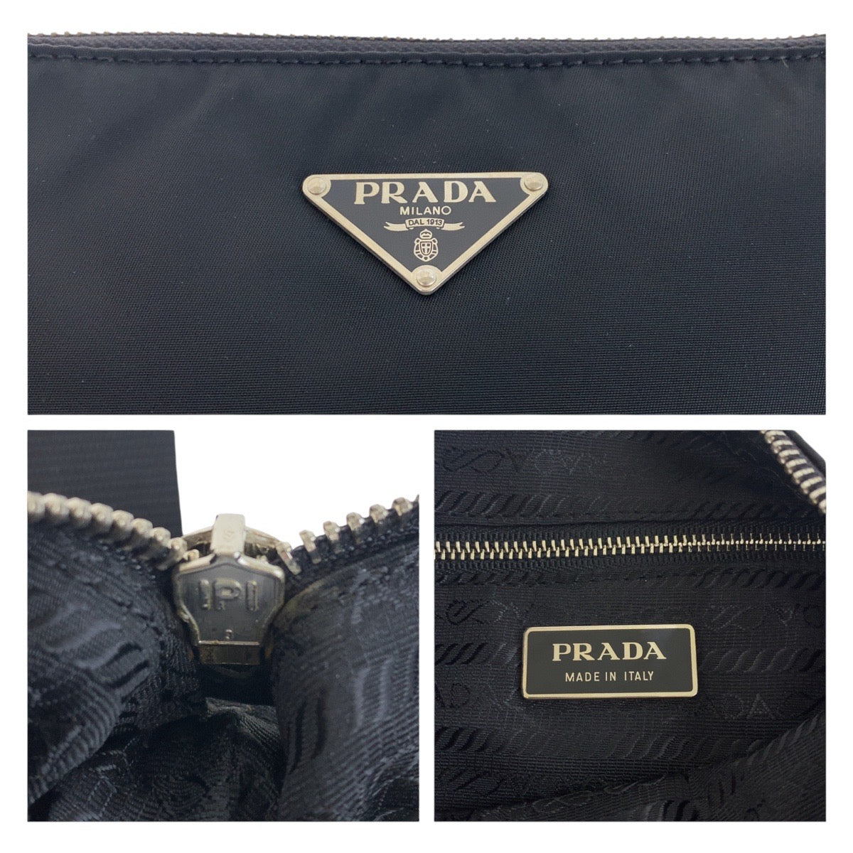 18485
PRADA プラダ テスート 三角ロゴプレート ブラック 黒 シルバー金具 ナイロン / エナメル ショルダーバッグ ポシェット  レディース ABP42