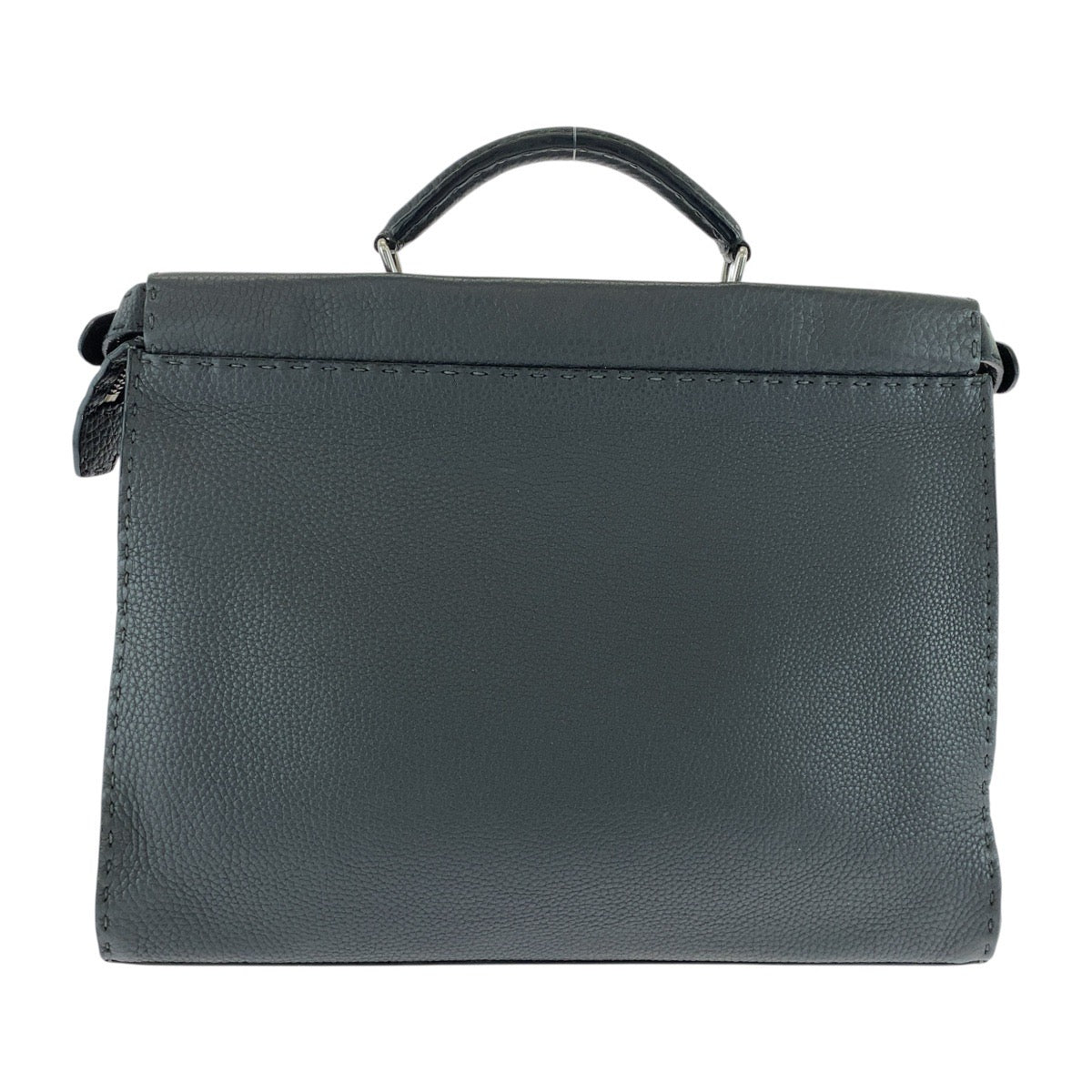 18489
FENDI フェンディ セレリア ピーカブー グレー シルバー金具 レザー 7VA406 ビジネスバッグ ブリーフケース  メンズ AB75