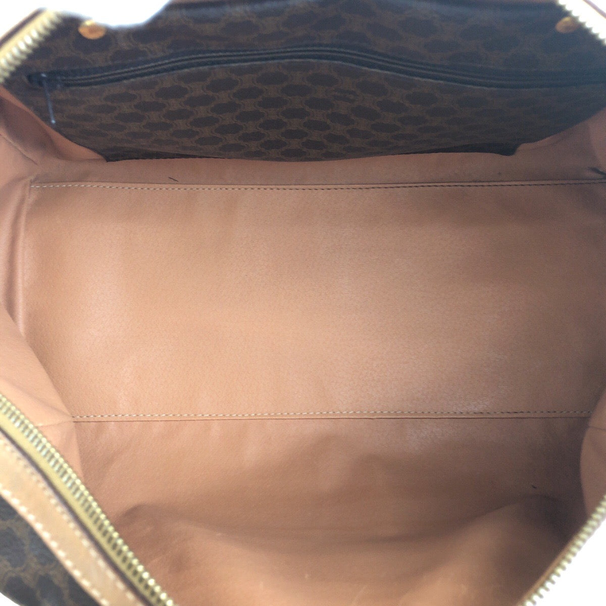 18490
CELINE セリーヌ ヴィンテージ マカダム ブラウン ゴールド金具 PVC M14 ハンドバッグ ボストンバッグ レディース AB32