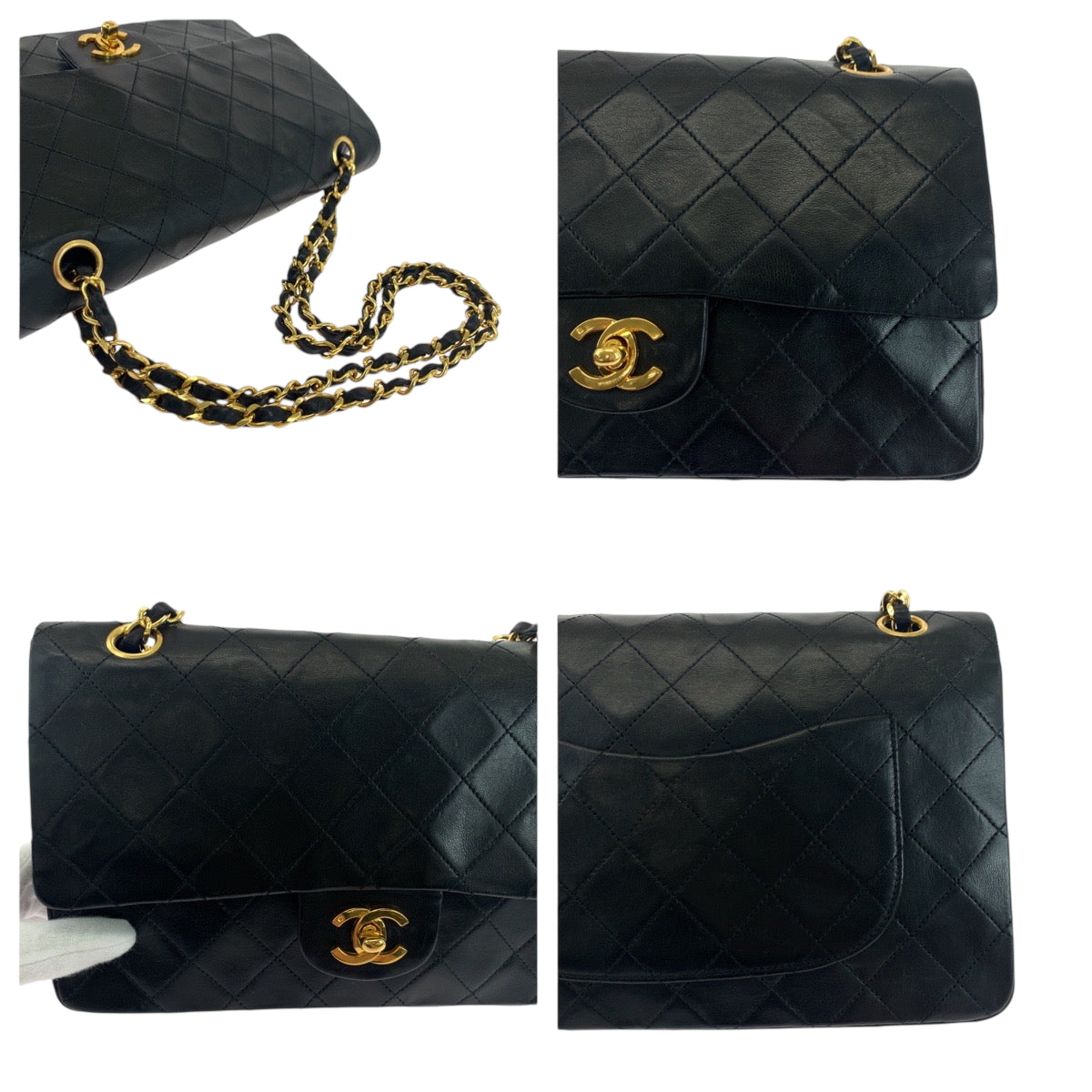 18492
CHANEL シャネル マトラッセ25 ダブルフラップ ココマーク ターンロック ブラック 黒 ゴールド金具 ラムスキン チェーンショルダーバッグ  レディース